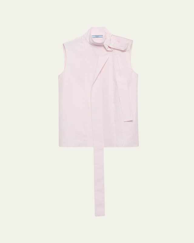 Popeline Neck Tie Top